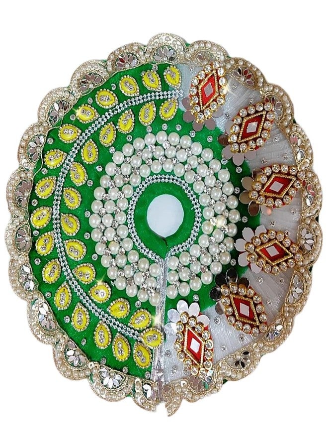 Partish Laddu Gopal Dress with Mukut and Patka l Ladoo Gopal Dress l Bal Gopal l Kanha Ji Thakur Ji Heavy Dress Size 0 1 2 3 4 5 6 7 8 (Green+White, Size 6) - Image 2